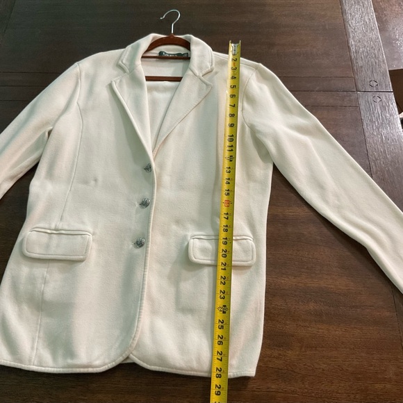 Vintage Lauren Ralph Lauren Women’s Winter Ivory Cotton Knit Blazer Size Large - Picture 5 of 10